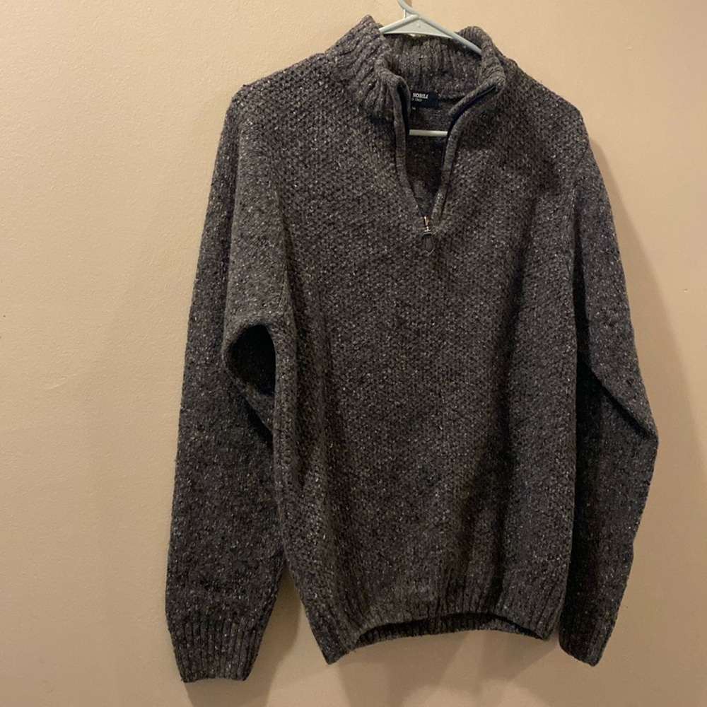 Luca Nobili men’s sweater - medium - wool blend - quarter zip - gray